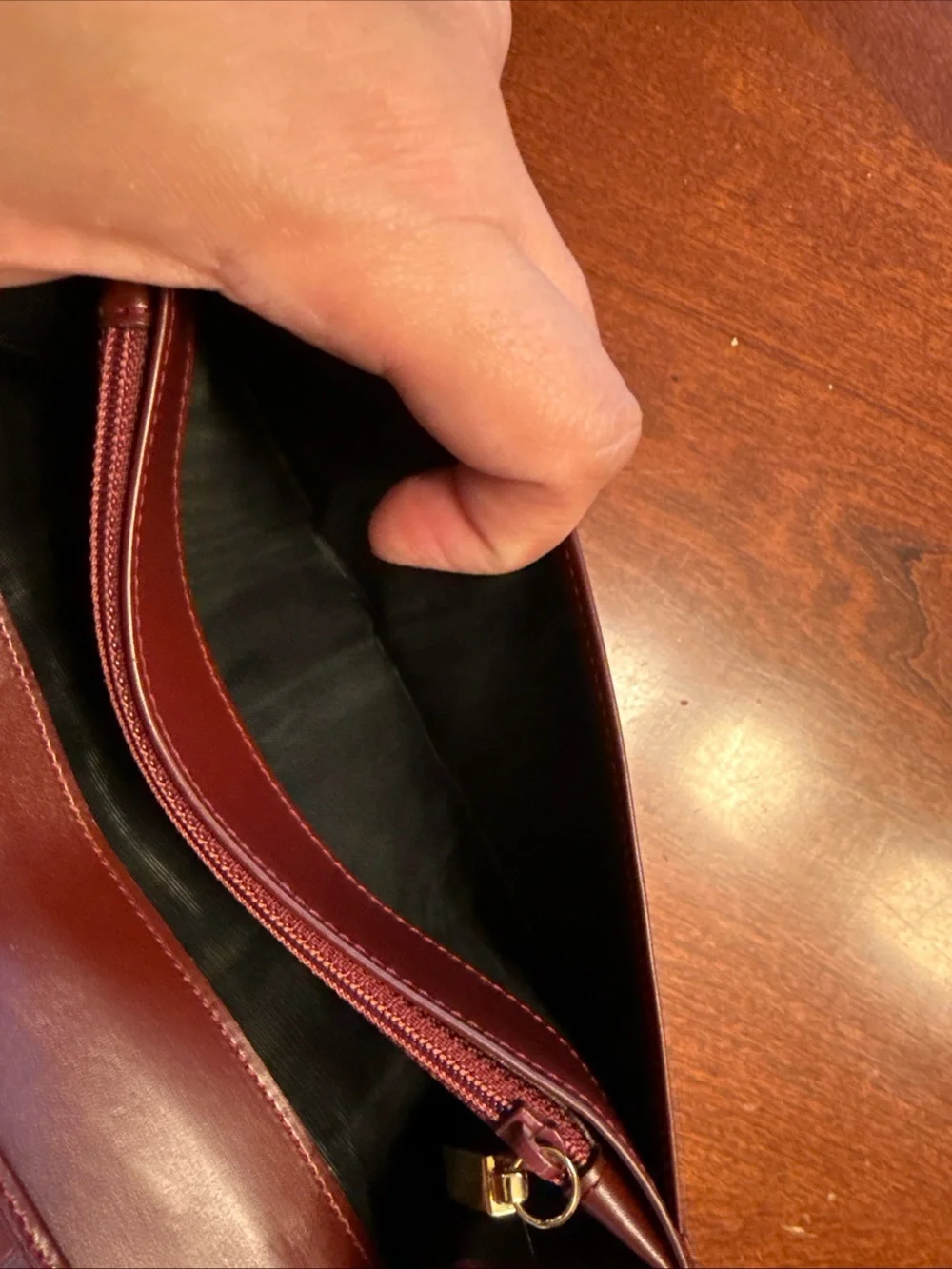 Salvatore Ferragamo Burgundy Leather Wallet with Gold Hardware